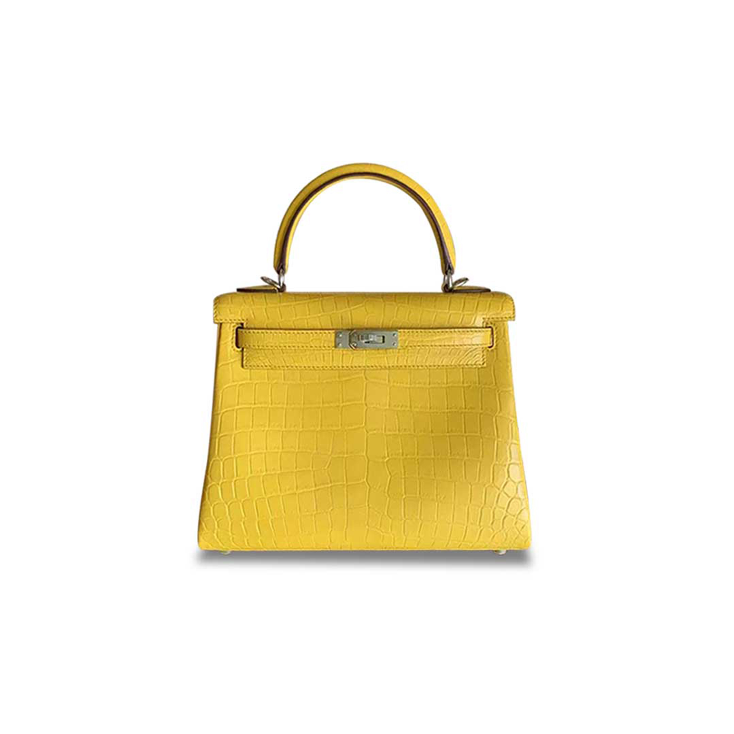 H**mes master kelly 25 matte nile amber silver buckle (25*17*7cm)